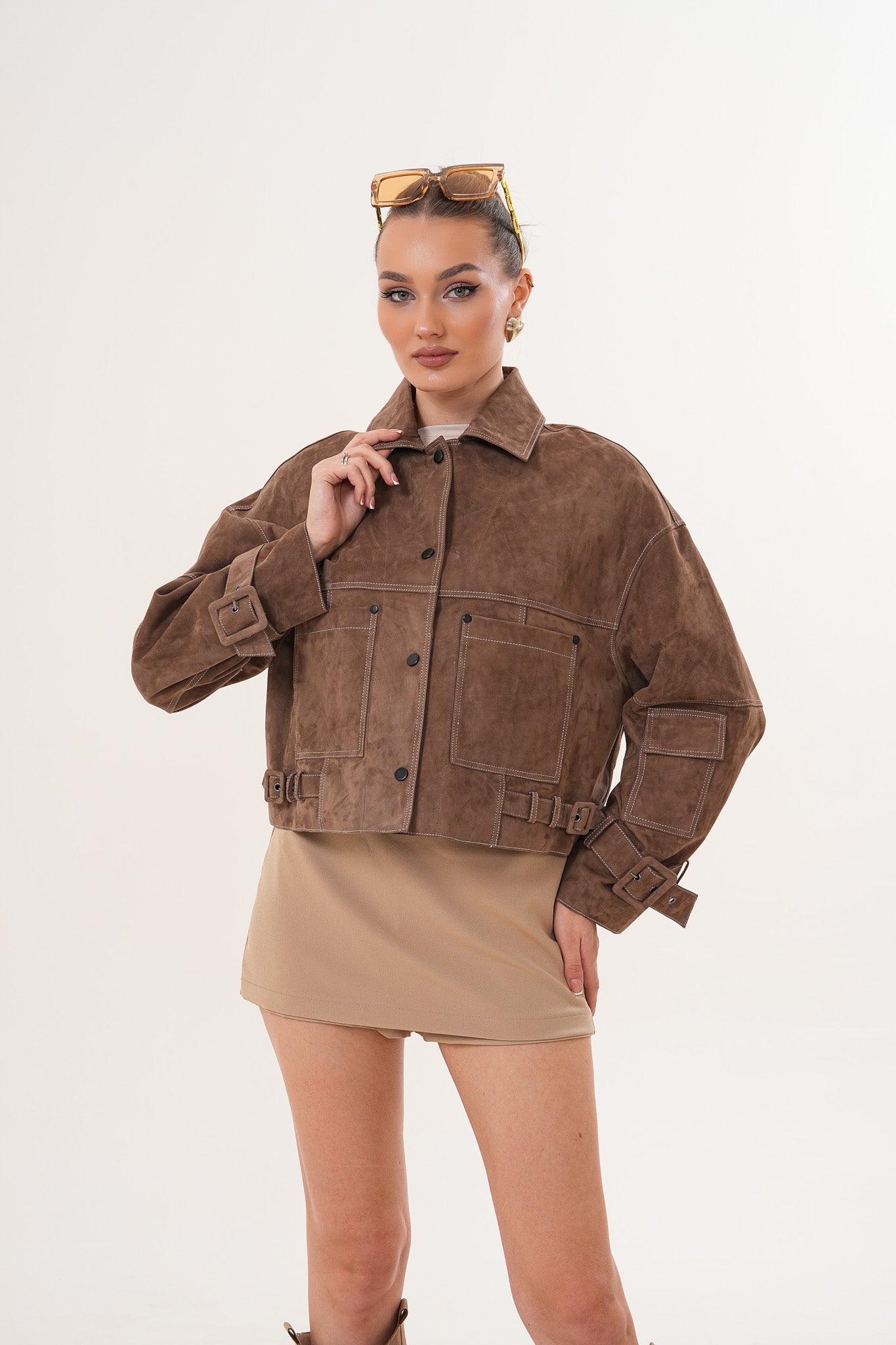 The Velmira Reversible Brown Suede LeatherWomen Jacket