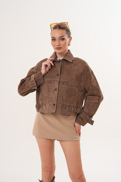 The Velmira Reversible Brown Suede LeatherWomen Jacket