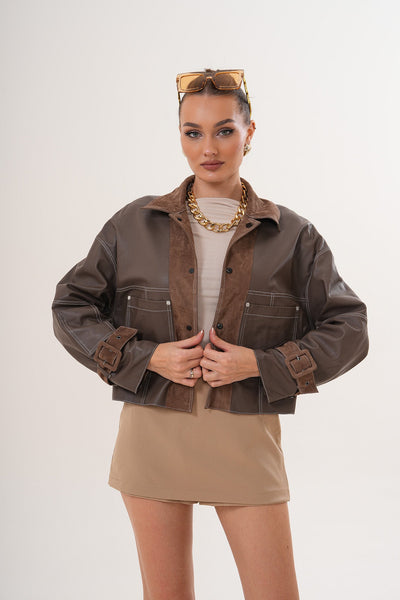 The Velmira Reversible Brown Suede LeatherWomen Jacket