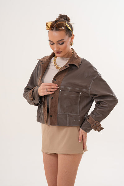 The Velmira Reversible Brown Suede LeatherWomen Jacket