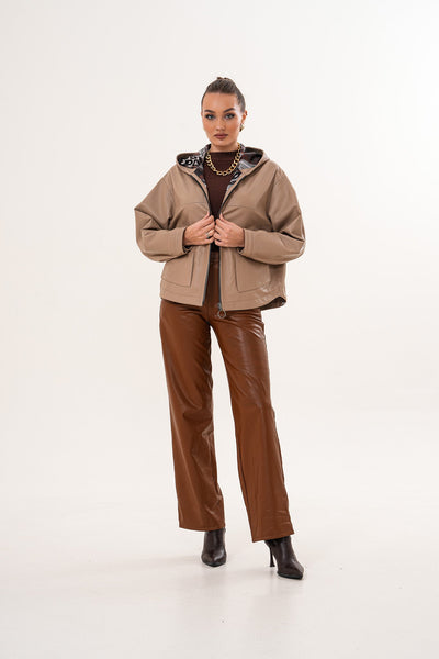 The Calyra Reversible Leather Women Jacket – Taupe