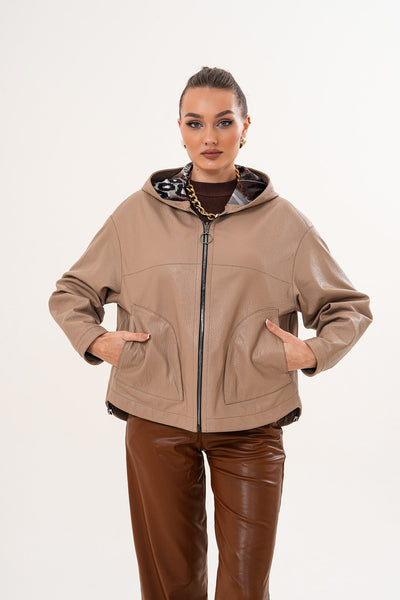 The Calyra Reversible Leather Women Jacket – Taupe
