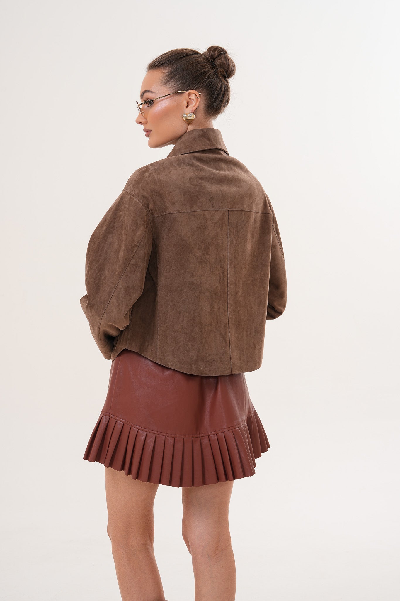Elvoria Reversible Taupe / Suede Brown Leather Women Jacket
