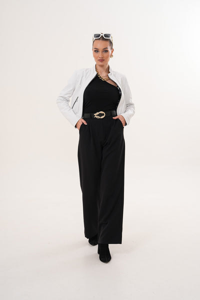 The Elvaris Reversible White Leather Women Jacket