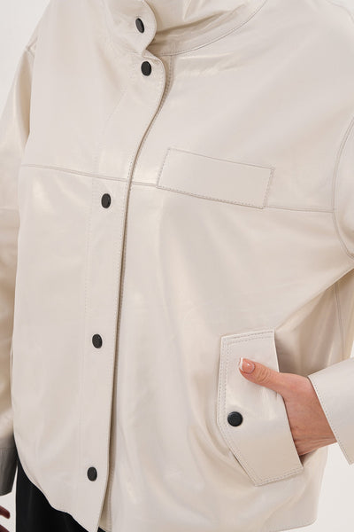 The Velmira Reversible Ivory Leather Women Jacket