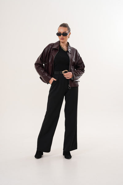 The Elvoria Reversible Burgundy Leather Women Jacket