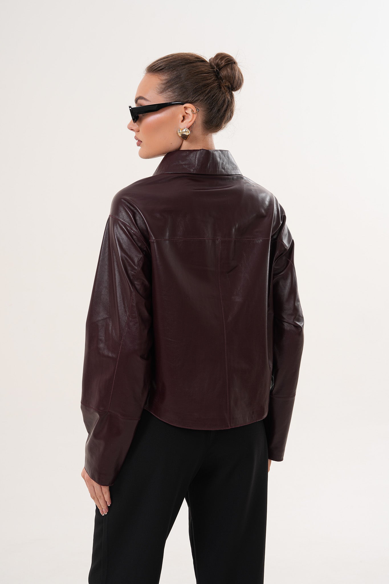 The Elvoria Reversible Burgundy Leather Women Jacket