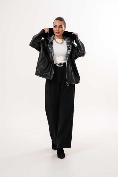 The Velora Black Reversible Lambskin Women Leather Jacket