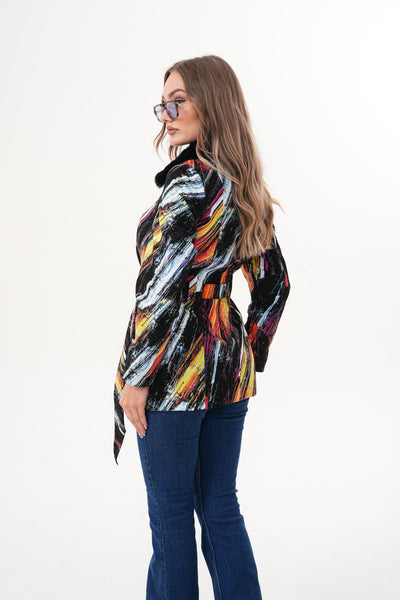 The Mirage Brushstroke Multicolor Leather Women Jacket