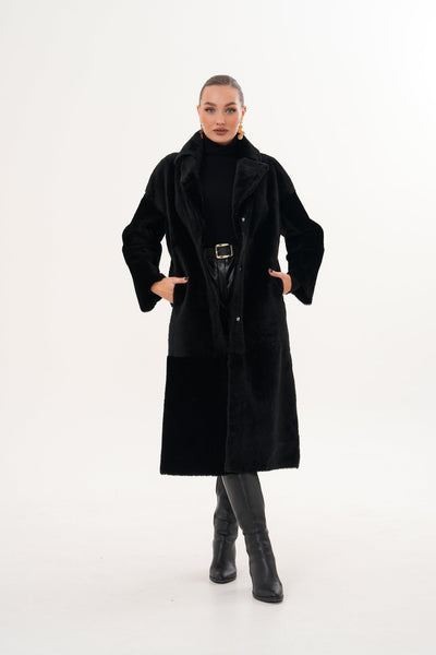 The Emilia Black Reversible Shearling Leather Women Jacket