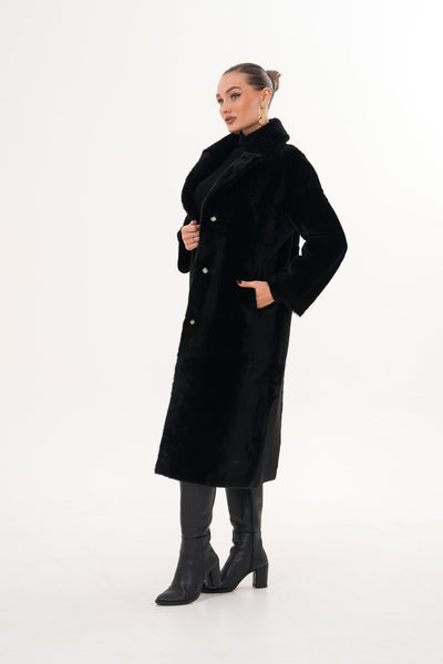 The Emilia Black Reversible Shearling Leather Women Jacket