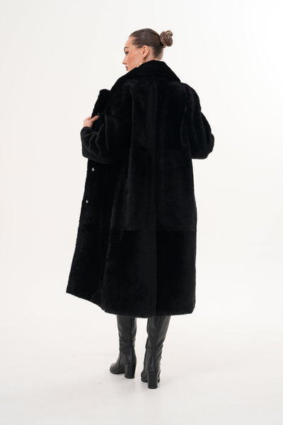 The Emilia Black Reversible Shearling Leather Women Jacket