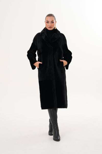 The Emilia Black Reversible Shearling Leather Women Jacket
