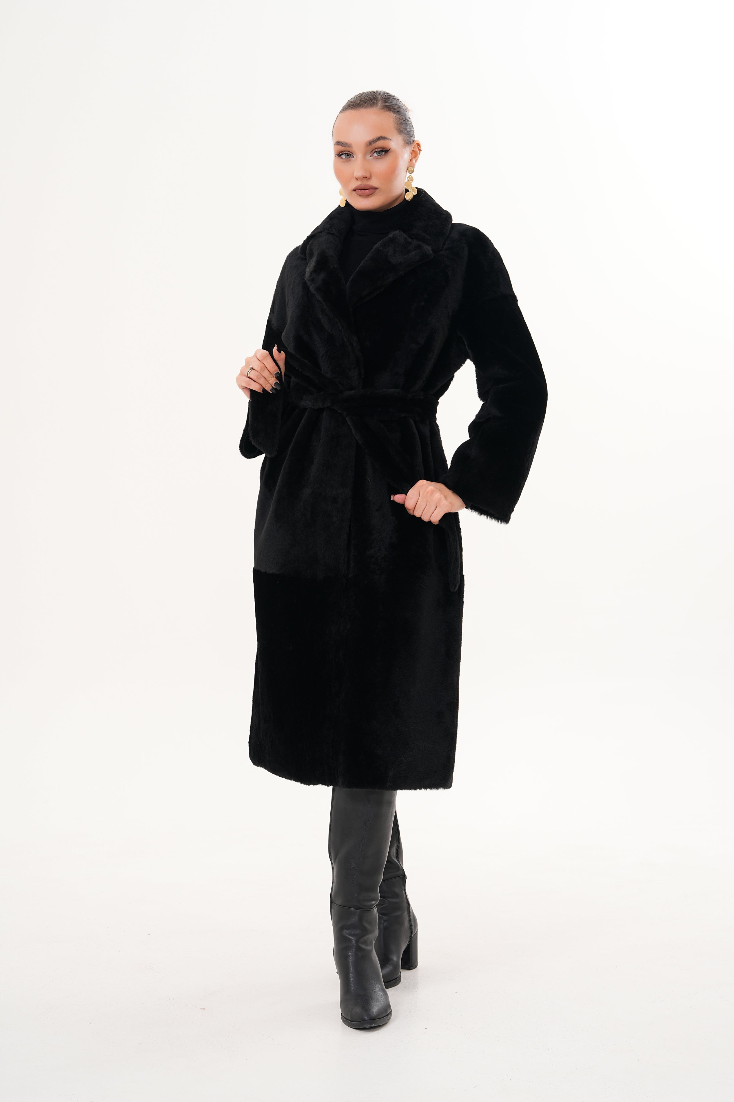 The Emilia Black Reversible Shearling Leather Women Jacket