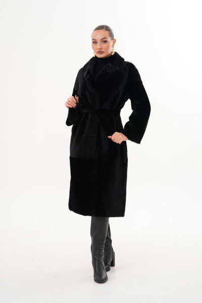 The Emilia Black Reversible Shearling Leather Women Jacket