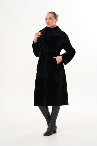 The Emilia Black Reversible Shearling Leather Women Jacket