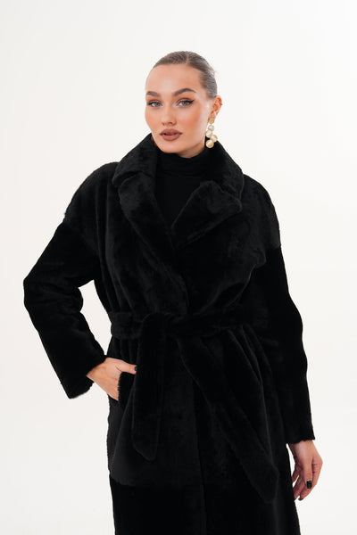 The Emilia Black Reversible Shearling Leather Women Jacket