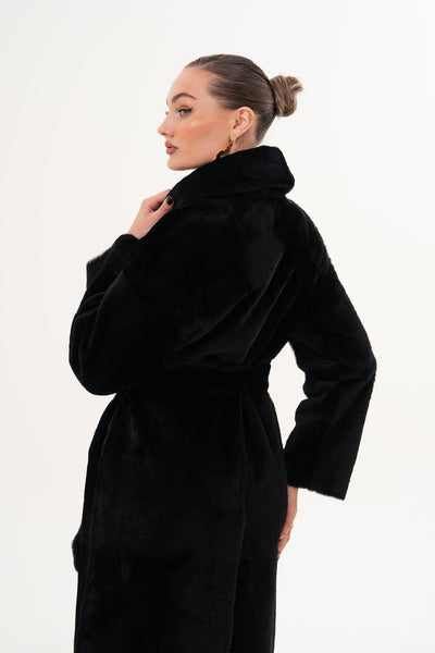 The Emilia Black Reversible Shearling Leather Women Jacket
