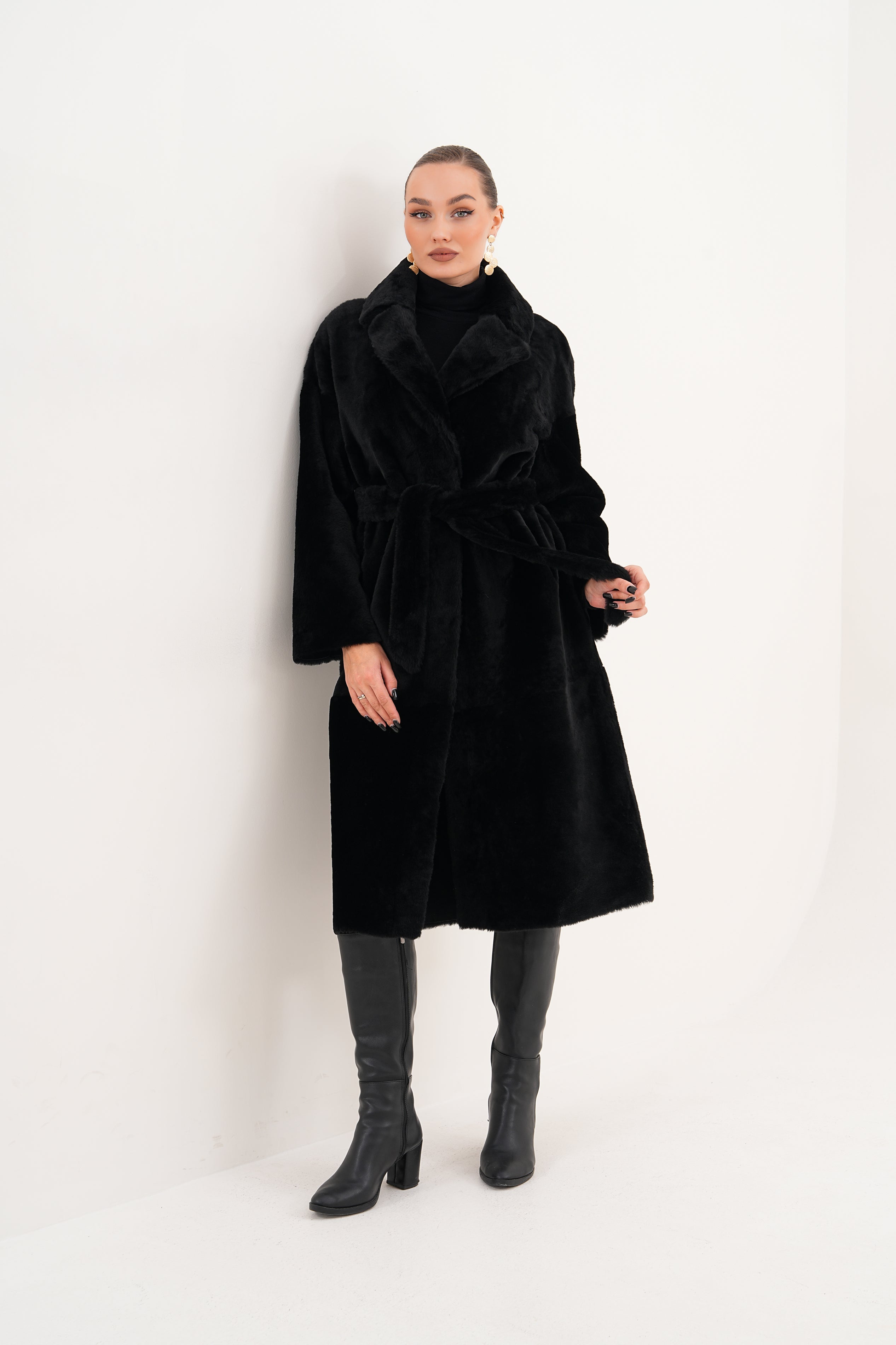 The Emilia Black Reversible Shearling Leather Women Jacket