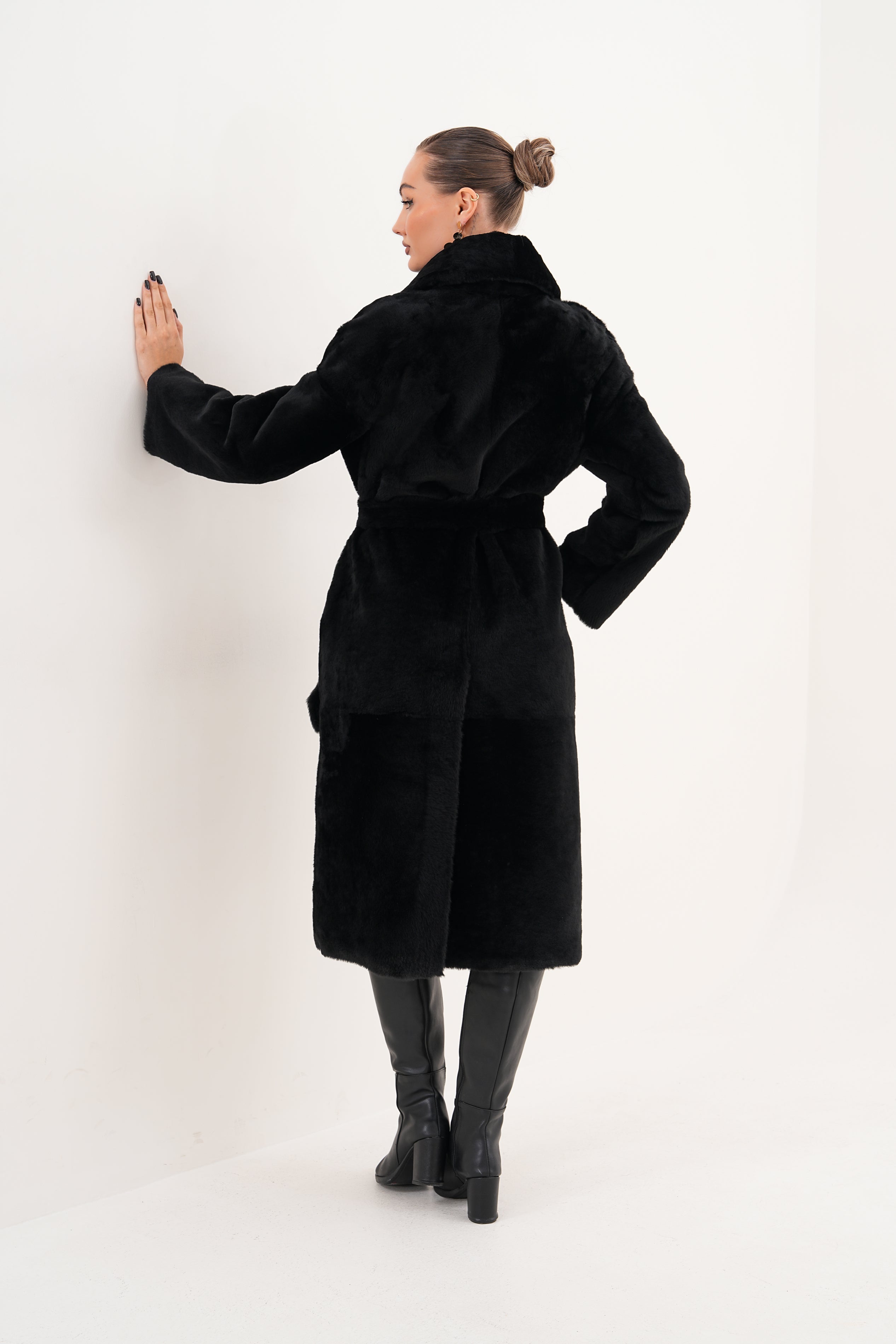 The Emilia Black Reversible Shearling Leather Women Jacket