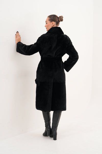 The Emilia Black Reversible Shearling Leather Women Jacket