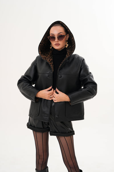 The Felina Black Leather Women Jacket