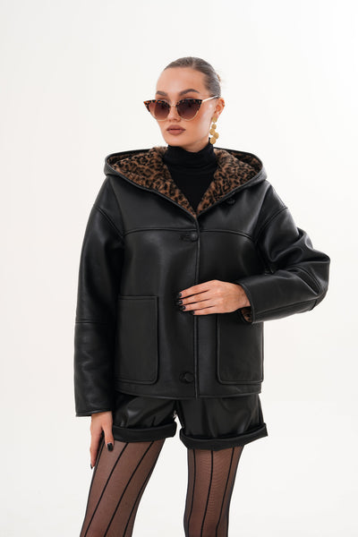 The Felina Black Leather Women Jacket