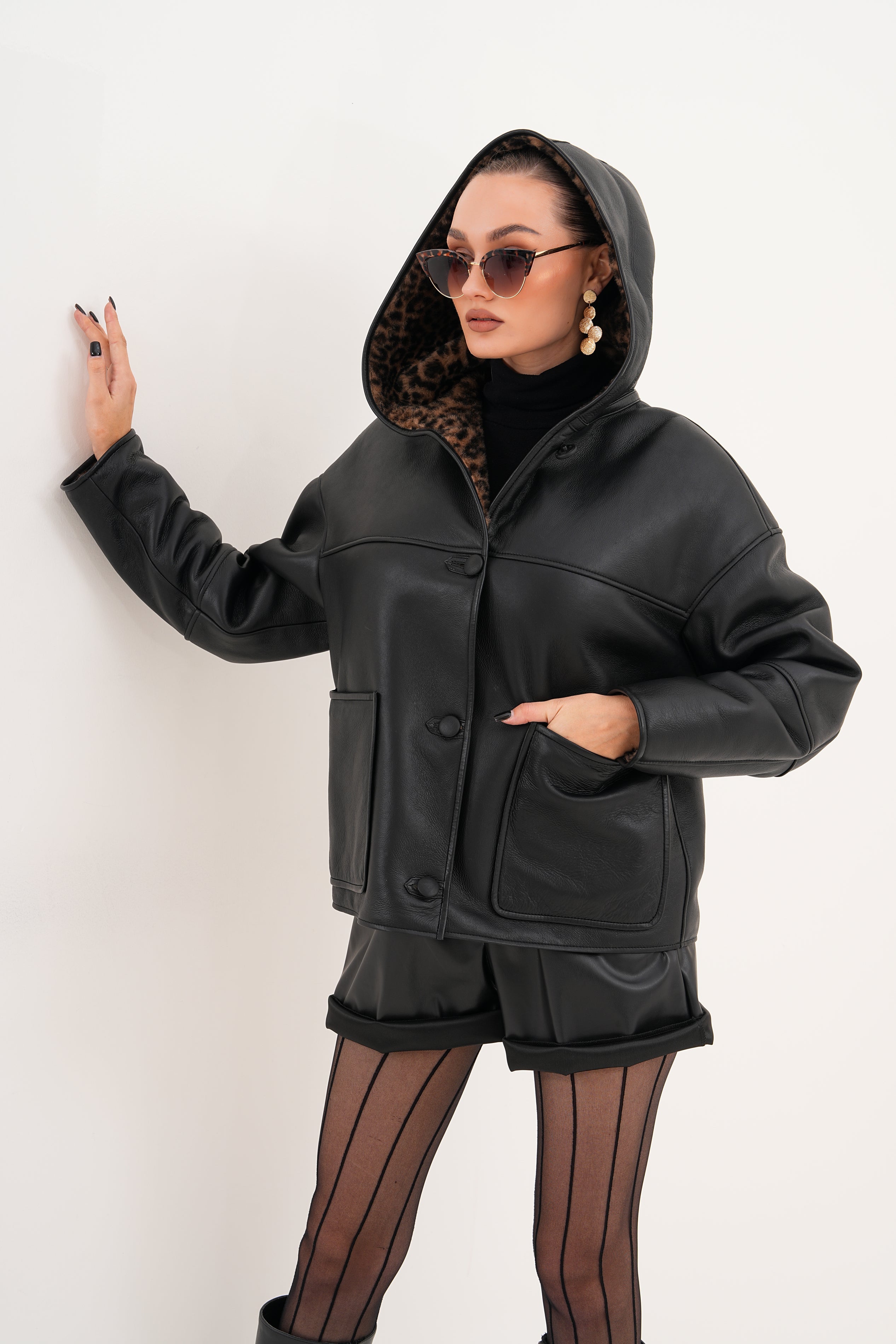 The Felina Black Leather Women Jacket