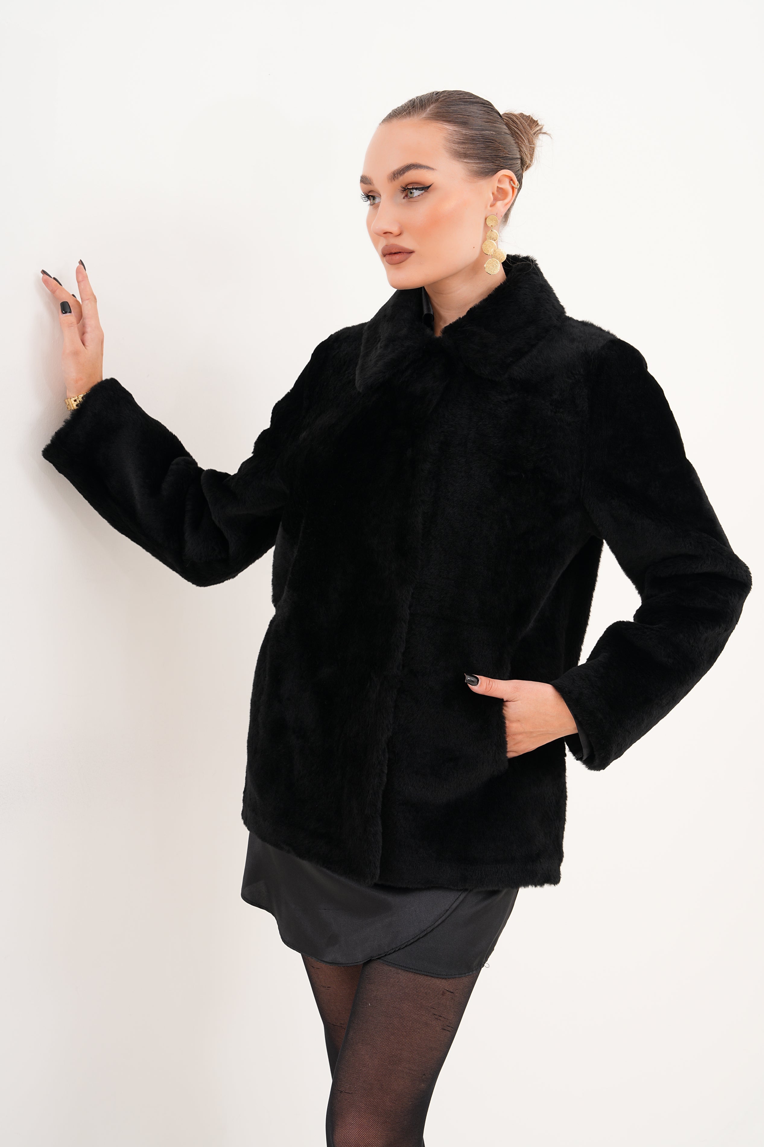 The Ava Black Reversible Shearling Leather Women Jacket