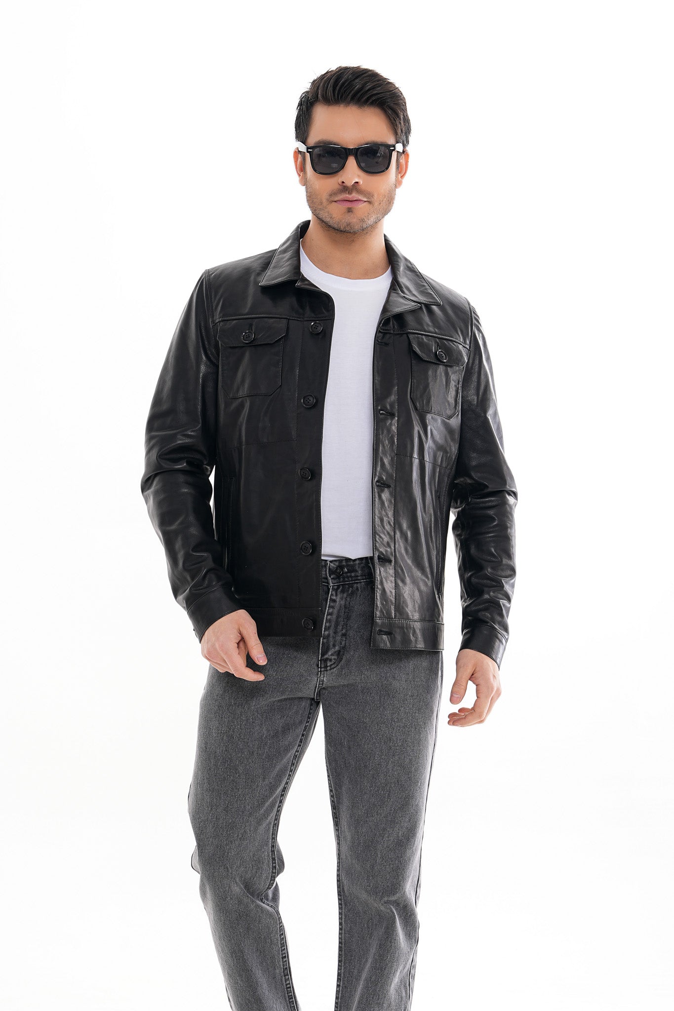 The Azzuro Black Leather Men Jacket