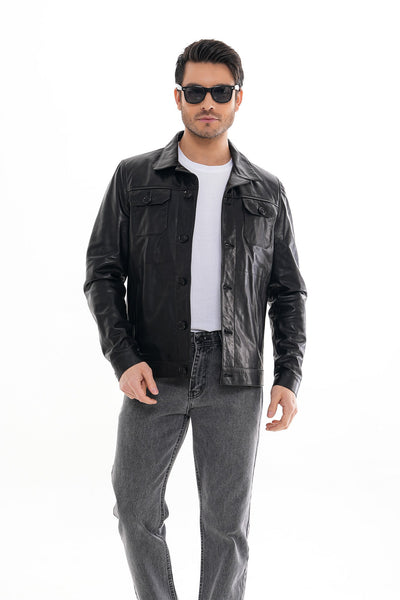 The Azzuro Black Leather Men Jacket