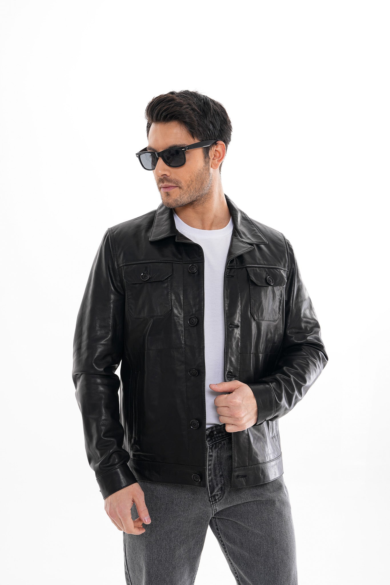 The Azzuro Black Leather Men Jacket
