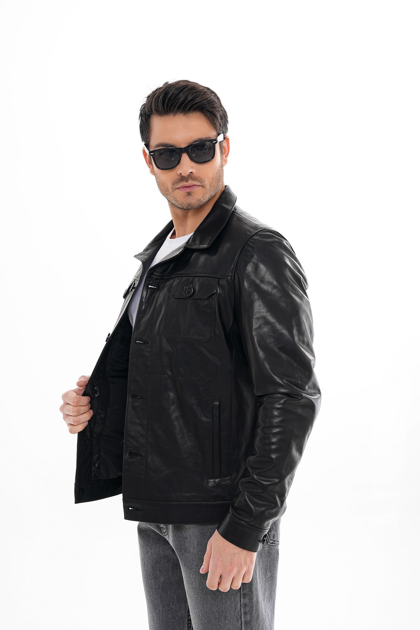 The Azzuro Black Leather Men Jacket