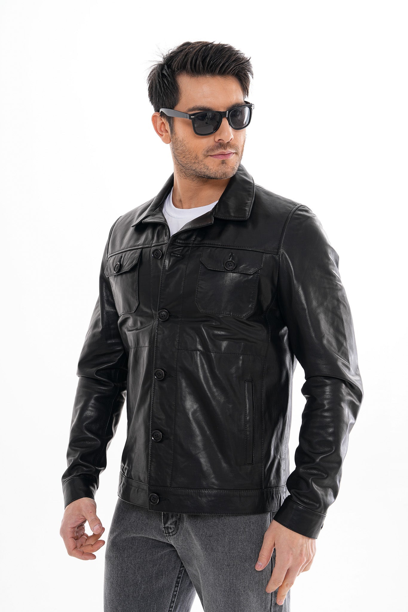 The Azzuro Black Leather Men Jacket