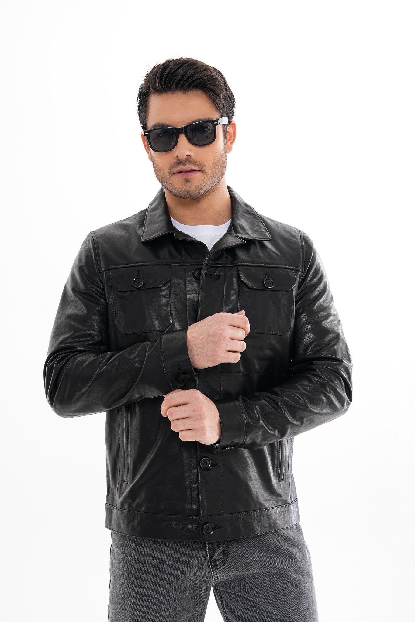 The Azzuro Black Leather Men Jacket