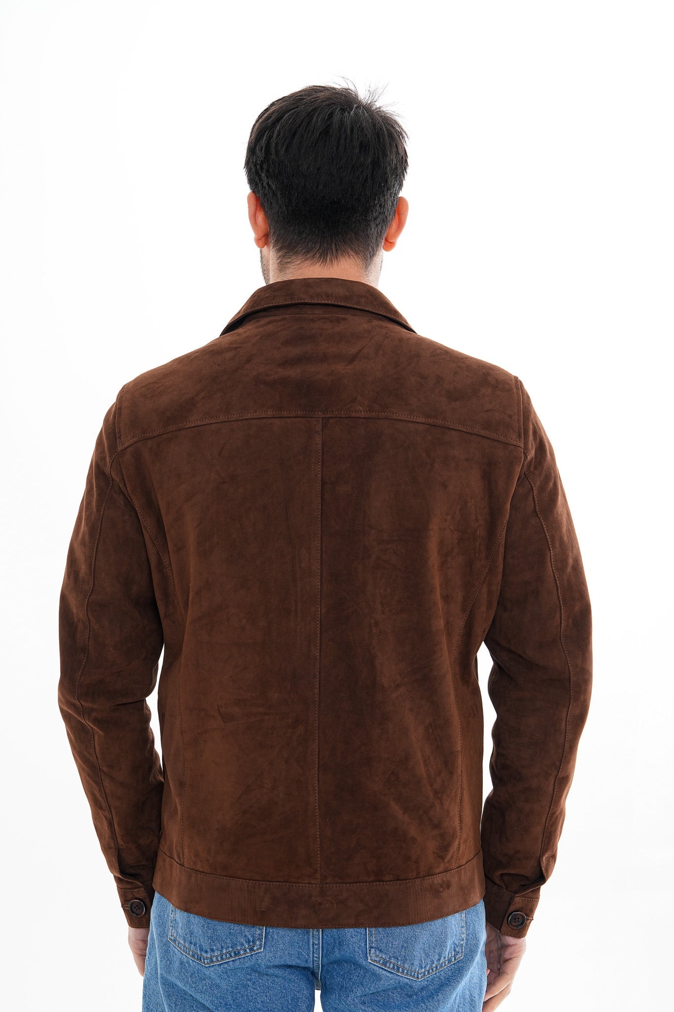 The Azzuro Suede Brown Leather Men Jacket