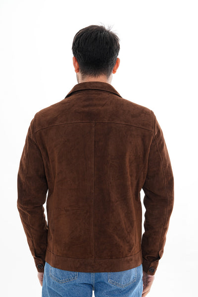 The Azzuro Suede Brown Leather Men Jacket