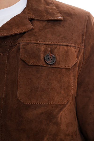 The Azzuro Suede Brown Leather Men Jacket