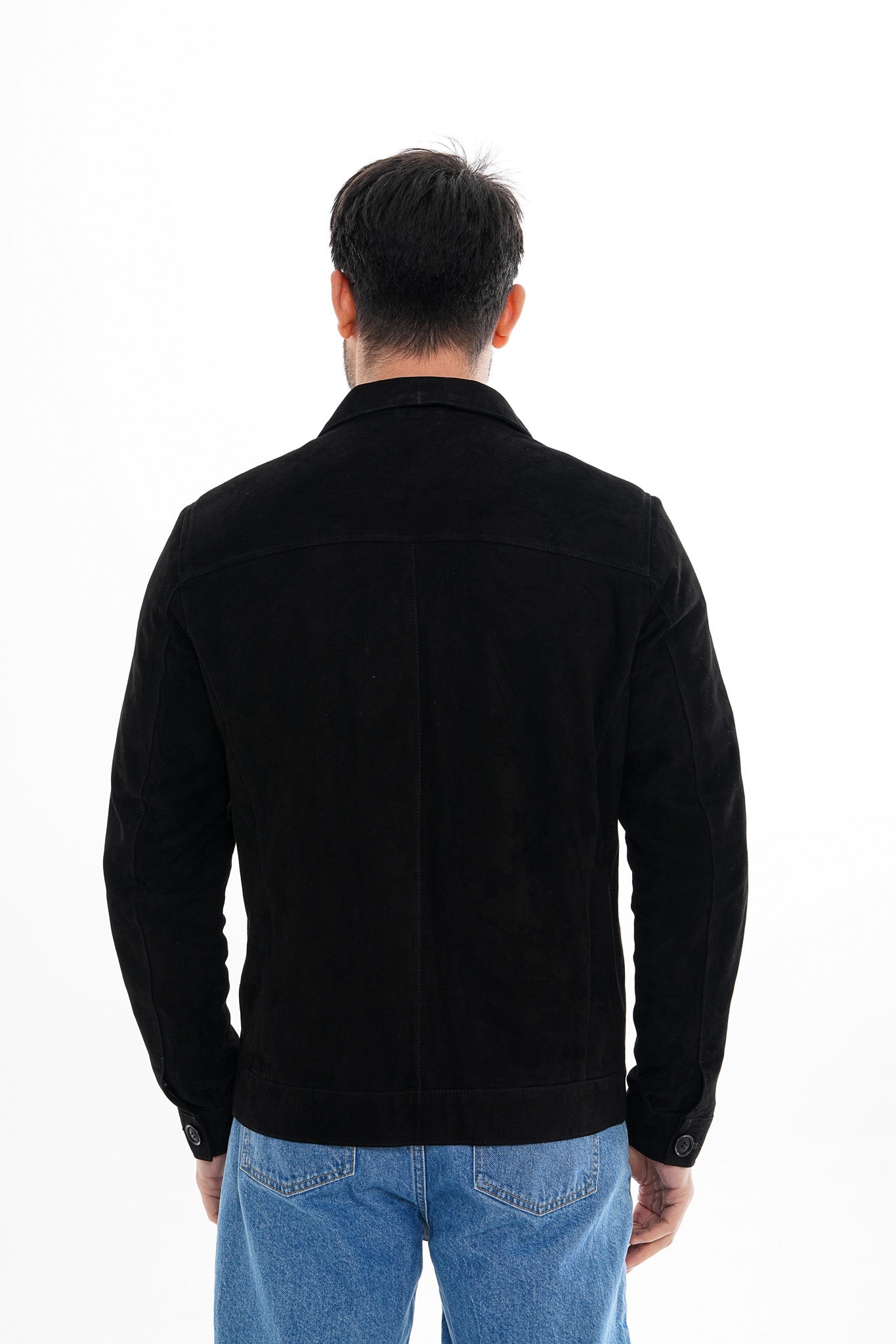 The Azzuro Suede Black Leather Men Jacket