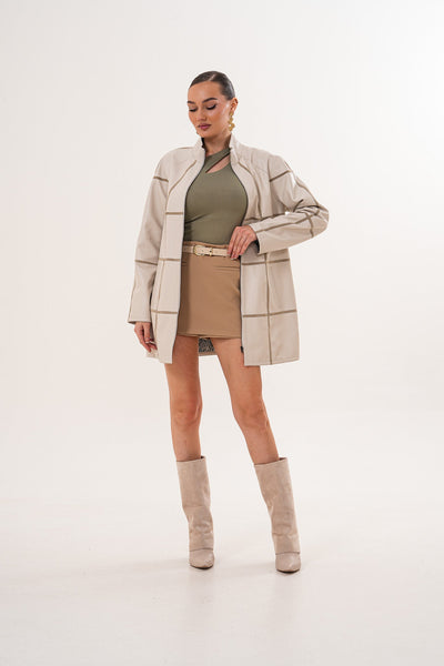 The Prado Reversible Cream  Leather Women Jacket