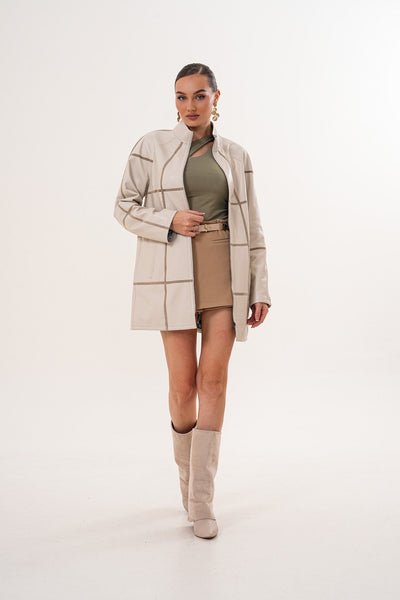 The Prado Reversible Cream  Leather Women Jacket