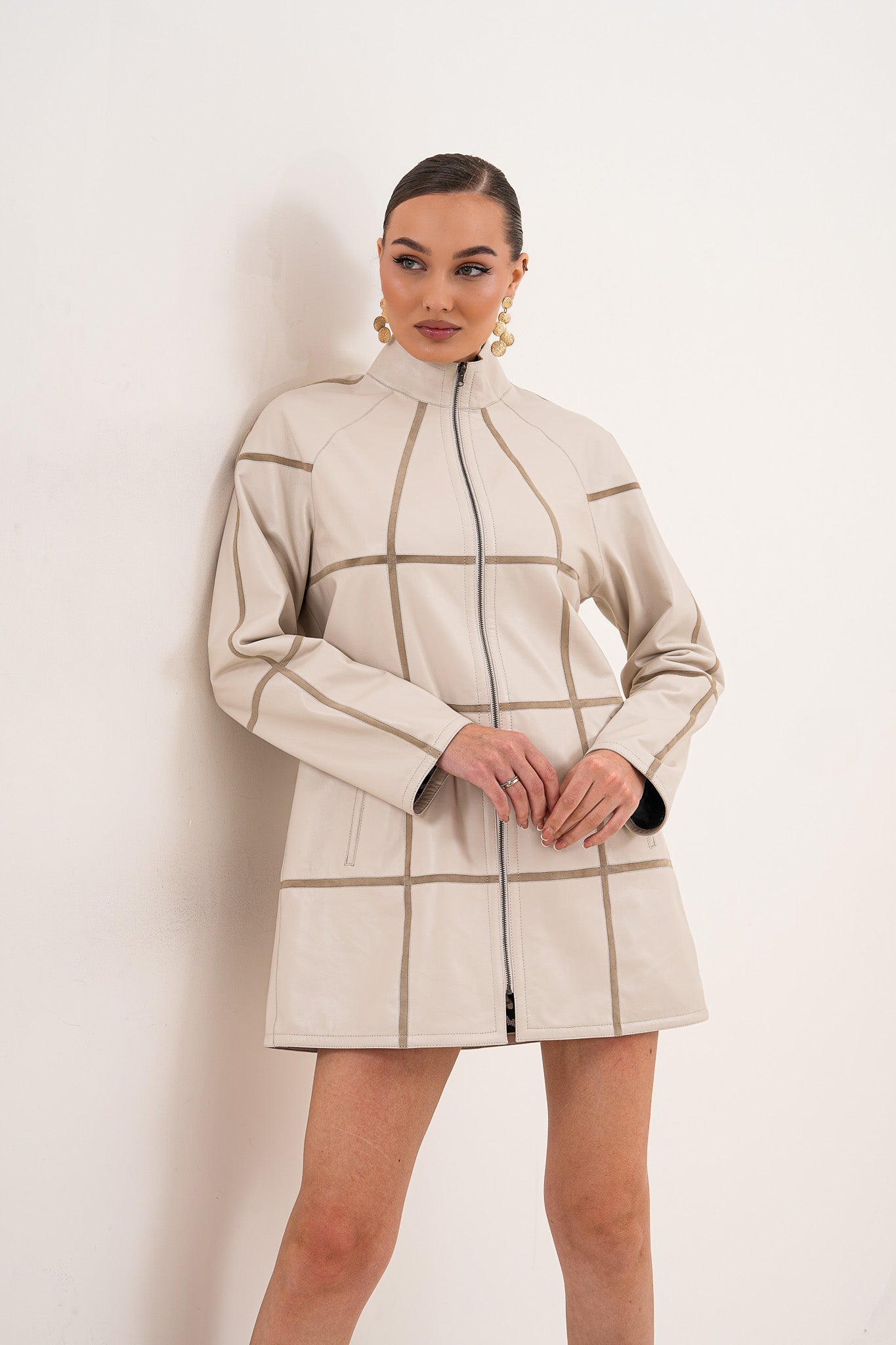 The Prado Reversible Cream  Leather Women Jacket