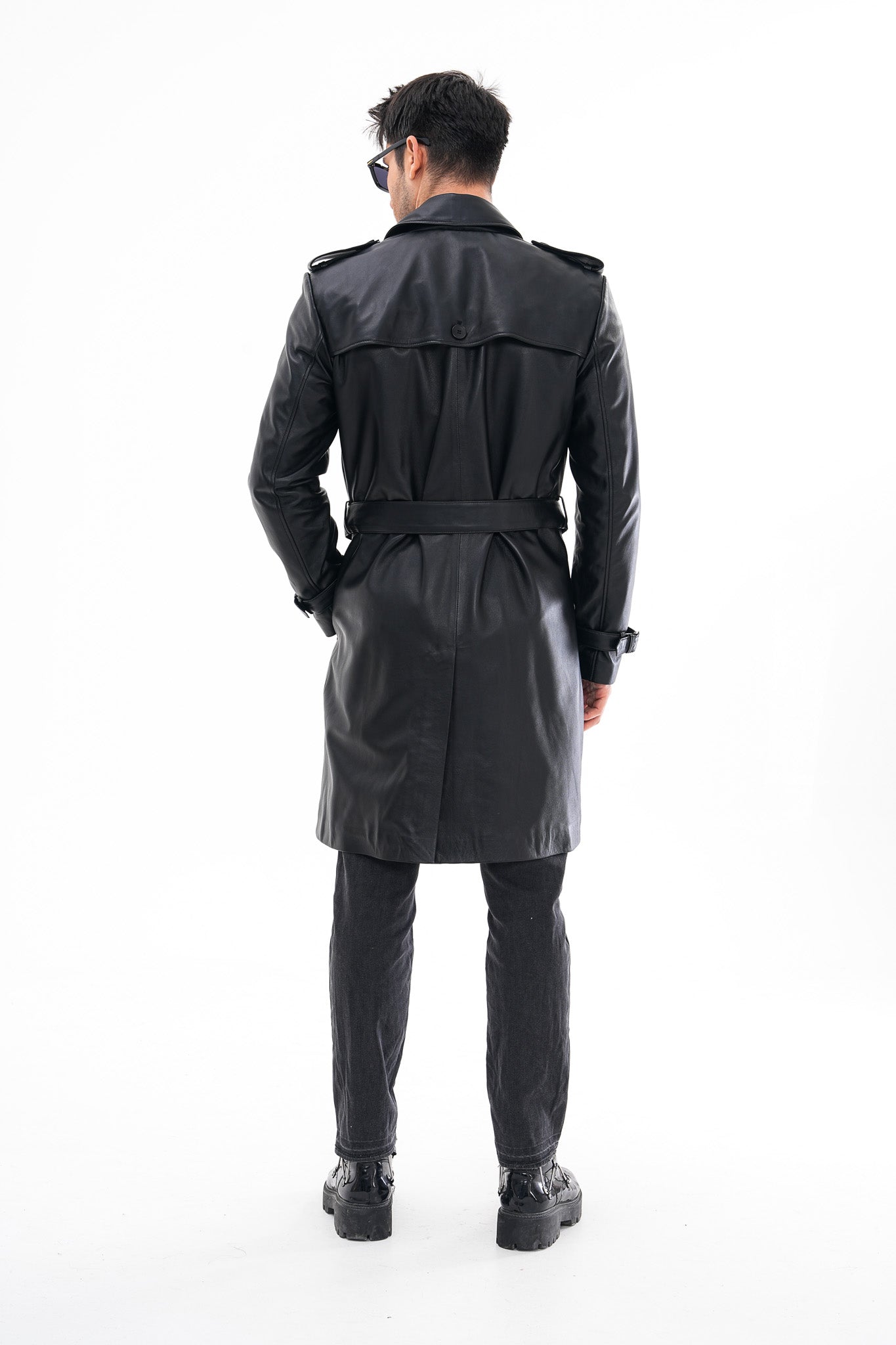 The Firenze Black Leather Men Leather Trench Coat Jacket