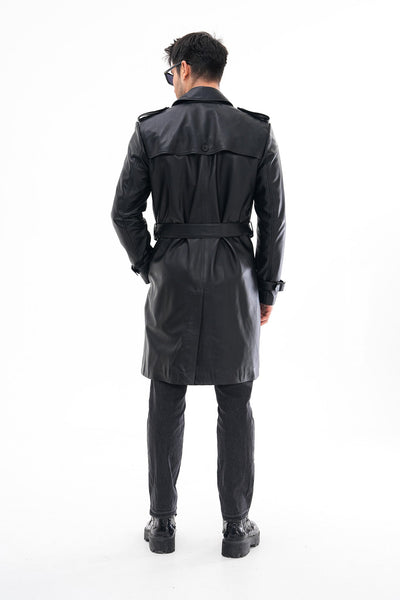 The Firenze Black Leather Men Leather Trench Coat Jacket