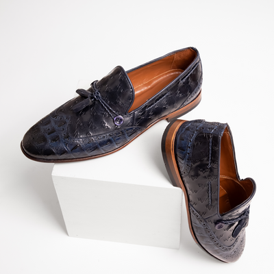 Vinci Leather The Istanbul Navy Blue Leather Tassel Loafer Men Shoe – product view 7