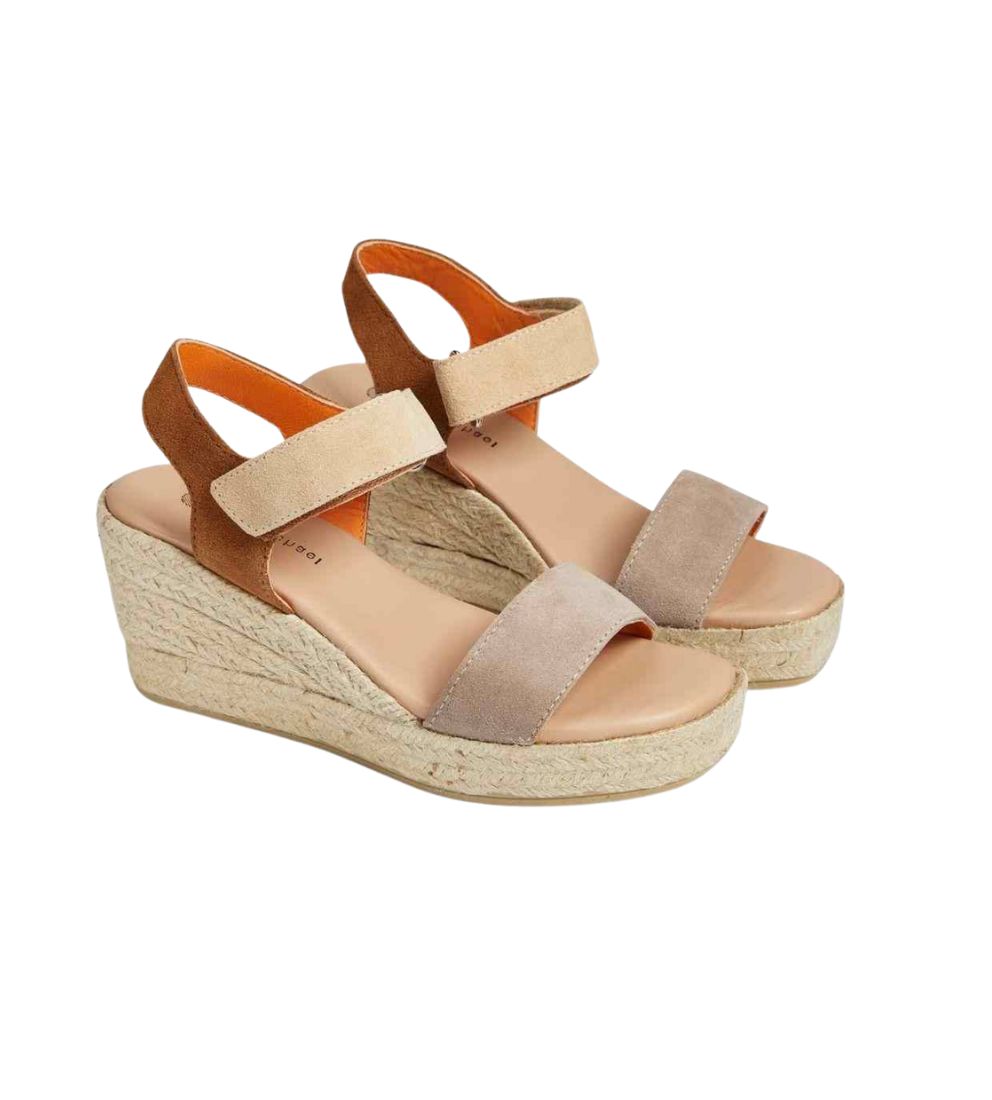 Eric Michael Ivory Leather Wedge Espadrille