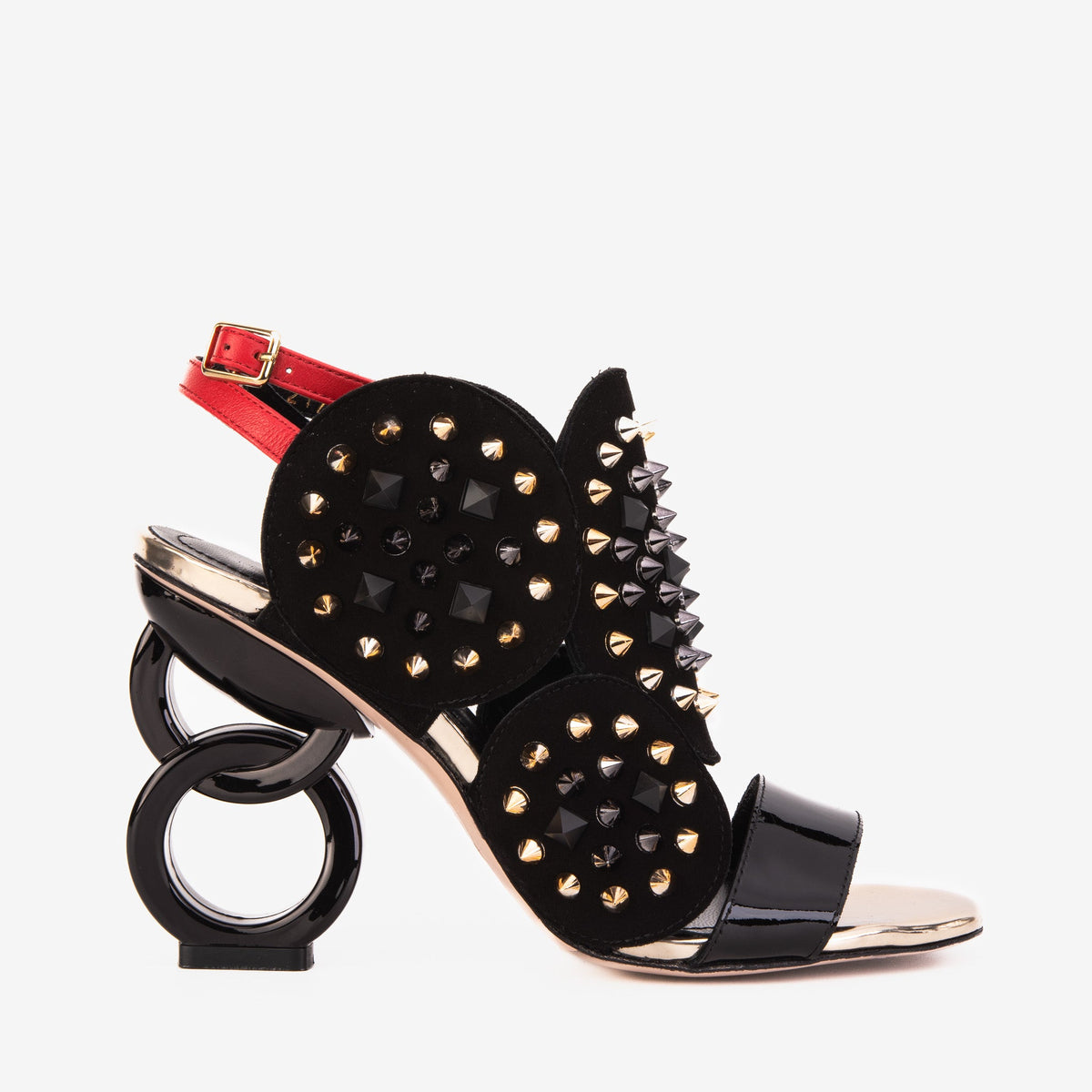 Vinci Leather The Infanta Black Spike Leather Ankle Strap Women Sandal – product view 1
