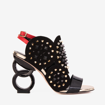 Vinci Leather The Infanta Black Spike Leather Ankle Strap Women Sandal – product view 1