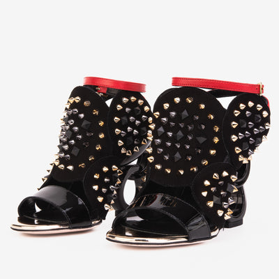 Vinci Leather The Infanta Black Spike Leather Ankle Strap Women Sandal – product view 5