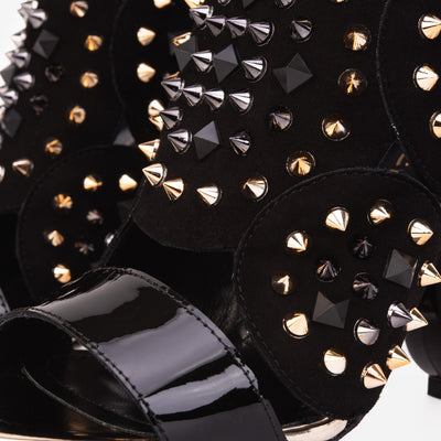 Vinci Leather The Infanta Black Spike Leather Ankle Strap Women Sandal – product view 3